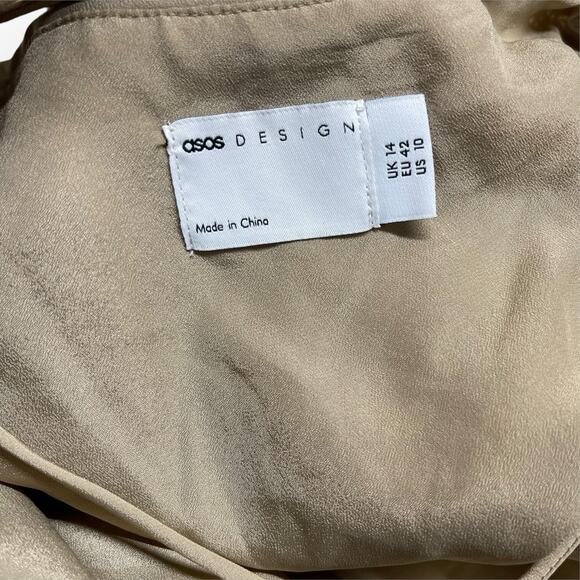 Gold Sequin Mini Dress Strappy Open Back 10 ASOS Design Party - Picture 4 of 8